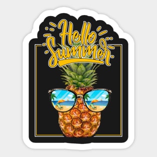 Hello Summer Tropical Pineapple with sun glasses product Sticker